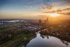 Drone sunset from lake Leeghwaterplas