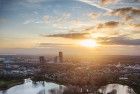 Drone sunset from lake Leeghwaterplas