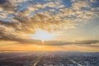 Stedenwijk in Almere by drone during sunset