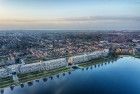 Stedenwijk in Almere by drone during sunset