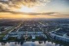 Stedenwijk in Almere by drone during sunset