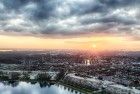 Stedenwijk in Almere by drone during sunset