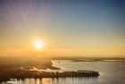 Drone sunset over lake Noorderplassen