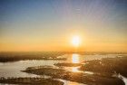 Drone sunset over lake Noorderplassen