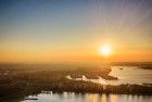 Drone sunset over lake Noorderplassen