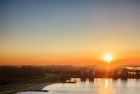 Drone sunset over lake Noorderplassen