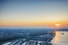 Drone sunset over lake Noorderplassen