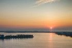 Drone sunset over lake Noorderplassen