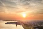 Drone sunset over lake Gooimeer