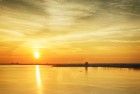 Drone sunset over lake Gooimeer