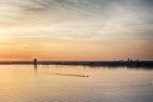 Drone sunset over lake Gooimeer