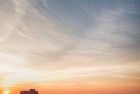 Drone sunset over lake Gooimeer