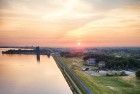 Drone sunset over lake Gooimeer