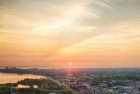 Drone sunset over lake Gooimeer