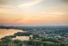 Drone sunset over lake Gooimeer