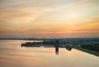 Drone sunset over lake Gooimeer