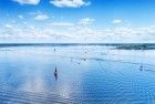 Boats on lake Gooimeer on a summer day