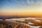 Autumn drone sunset over lake Noorderplassen