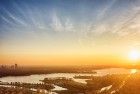 Autumn drone sunset over lake Noorderplassen