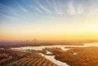 Autumn drone sunset over lake Noorderplassen