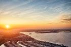 Drone sunset over lake Noorderplassen