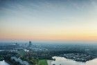 Drone sunset over lake Noorderplassen