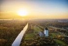 Drone sunset over Almere Castle