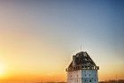 Drone sunset over Almere Castle