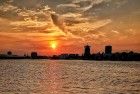 Sunset over the IJ river in Amsterdam