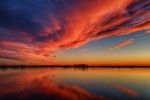 Drone picture of lake Eemmeer right after sunset