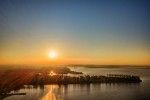 Drone sunset over lake Noorderplassen