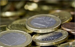 A big pile of Euro coins