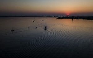 Sunset over Gooimeer by drone