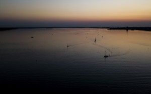 Sunset over Gooimeer by drone