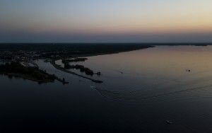 Sunset over Gooimeer by drone