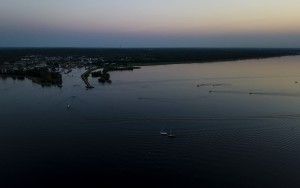 Sunset over Gooimeer by drone