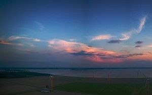 Sunset panorama over Almere-Pampus