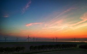 Sunset over Almere Pampus