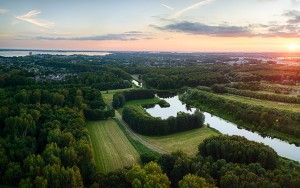 Sunset panorama of Almere Castle
