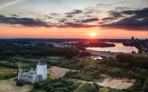 Overlooking lake Weerwater from my drone during sunset