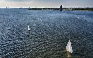 Boats on lake Gooimeer