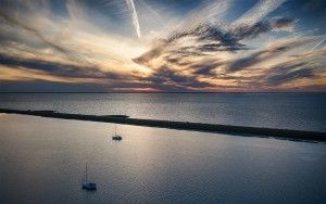 Boats from my drone during sunset