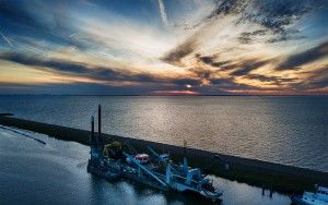 Industrial barge from my drone during sunset
