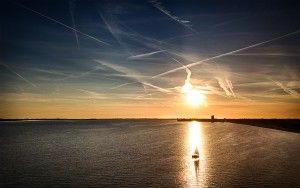 Sailing boat during sunset