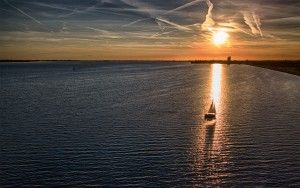 Boat during sunset from my drone