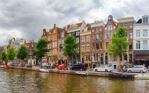 Panorama of Amsterdam canal