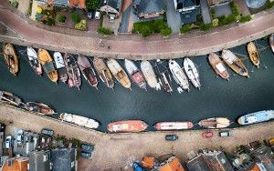 Top-down drone picture of Bunschoten-Spakenburg