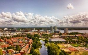 Drone view near Almere city centre