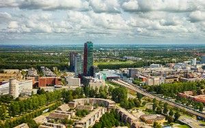 Almere city centre drone panorama