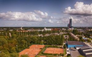 Tennis courts and high-rise from my drone